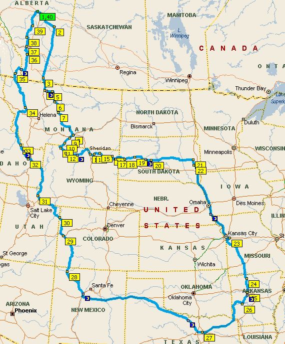 Map for my 2015 Motorcycle trip.
